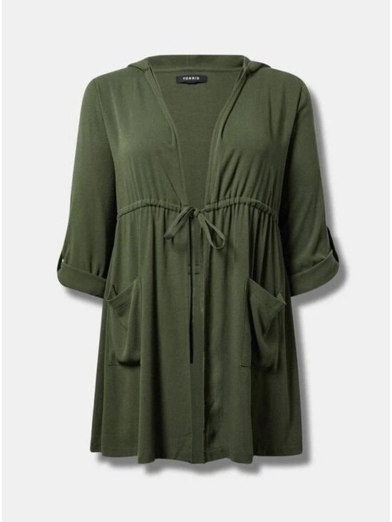 torrid Jackets & Blazers - Torrid Washable Gauze Hooded Kimono Drawstring Waist